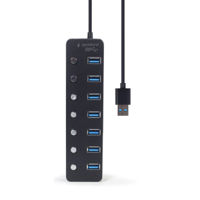 USB  3.0 Hub 7-port  with switches, Cable 24 cm, Gembird "UHB-U3P7P-01", Black