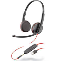 Plantronics Blackwire 3225 Stereo USB-A/ Jack 3.5mm Headset 209747-201, Microphone noise-canceling, SoundGuard, DSP, output 20 Hz–20 kHz, Mic 100 Hz–10 kHz, Remote call control