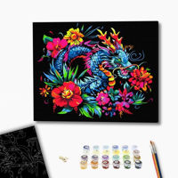 Картина по номерам BrushMe BSB0027FC 40x50 (pânză neagră/fără cutie) Dragonul în flori
