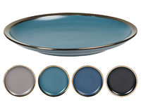 Farfurie de servire 27cm Metallic Rim Blu, ceramica