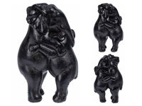 Statuie "Doi elefanti intr-o imbratisare" 16X10X6cm neagru din ceramica