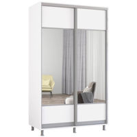 Dulap Mobildor-Lux Aron-S uși glisante din PAL cu oglindă orizontal (130x60x220H cm) Alb Brilliant