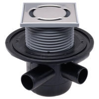 Душевой трап Hutterer & Lechner Sifon de pardoseala interior orizontal PP D.50 cu 3 intrari laterale D.40, cu grila inox (123 x 123 mm) HL304