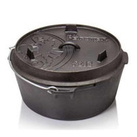 Казан Petromax Dutch Oven 10L cu capac si fund plat, fonta