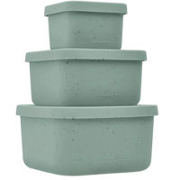 Seturi pentru hrănire bebelușilor Kikka Boo 31302050009 Set 3 piese din silicon Platinum Snack Box Sage