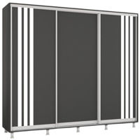 Dulap Mobildor-Lux Aron uși glisante din PAL cu lamele (240x60x200H cm) Anthracite