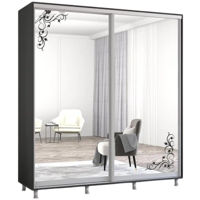 Dulap Mobildor-Lux Aron 2.0-2.3m uși glisante din oglindă cu aplicații (230x60x200H cm) Anthracite