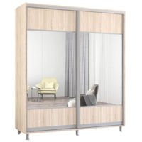 Dulap Mobildor-Lux Aron-P uși glisante din PAL cu oglindă orizontal (200x60x220H cm) Sonoma