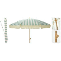 Зонт садовый Promstore 55439 Umbrela de soare, D183cm, 8 spite arcuite, franjuri, dungi verzi, UPF 30+