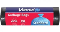 Vortex Пакеты для мусора 60*80, 60л, 20 шт, черные