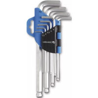 Набор ручных инструментов Hoegert Set chei hexagonale lungi L -cu bila 1,5-10mm, CrV, 9 buc. HT1W804
