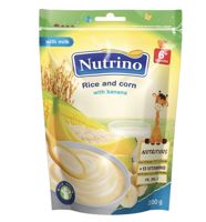 Terci de orez si porumb cu lapte Nutrino cu banane (6+ luni) 200 g