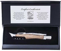 Нож походный Laguiole Luxury Line Pocket Knife Olive & Corkscrew in cutie lemn