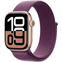 Ceas inteligent Apple Watch Series 10 GPS 42mm Rose Gold Aluminium Case with Plum Sport Loop MWWK3