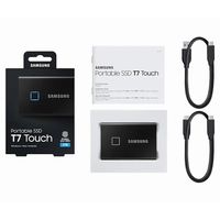 2.0TB (USB3.2/Type-C) Samsung Portable SSD T7 Touch, FP ID, Black (85x57x8mm, 58g, R/W:1050MB/s)