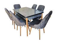 Комплект стол раздвижной MDF3 серый+ 6 стульев