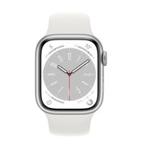 Apple Watch Series 8 GPS, 41mm Silver Aluminium Case with White Sport Band, MP6K3