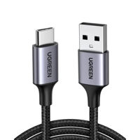 Кабель для моб. устройства Ugreen 60127 Nylon Braided+Aluminum USB-A to Type-C 480Mbps,1,5M, Grey