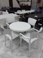 Set masa CT058 albă + 4 scaune CT 034 alb