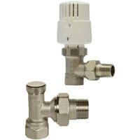 Supapă de închidere E.C.A. Set robineti radiator (tur+cap termostat+retur) 1/2"