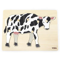 Головоломка Viga 44608 Puzzle din lemn Montessori cu buton Vacă