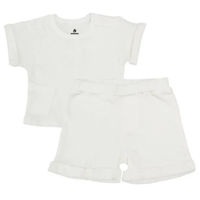 Детская одежда Minikin 25062074 Naturelle Комплект Футболка И Шорты Р-Р74, Молочный, Унисекс