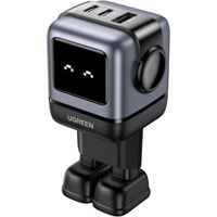 Зарядное устройство сетевое Ugreen 25685B Nexode Robot GaN USB-A+2*USB-C 65W, Black