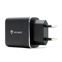 Helmet Wall Charger with Cable USB to Lightning 2xUSB 2.4A, Black