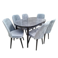 Комплект MDF Oval серый (стол Karegold Aris Antrasit + 6 стульев велюровых серых)