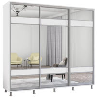 Шкаф Mobildor-Lux Aron uși glisante din PAL cu oglindă zebra (240x60x200H cm) Alb Brilliant