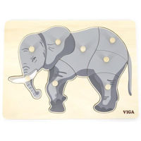 Головоломка Viga 44601 Puzzle din lemn Montessori cu buton Elefant