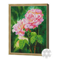 Tablou pe numere Art Gallery QB203454 Mozaic cu diamante patrate Trandafiri roz 40x50cm