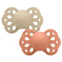 Suzetă BIBS 165109 Set 2 suzete anatomice din silicon Infinity Vanilla/Peach (0-6 luni)