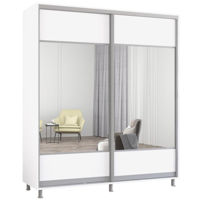 Dulap Mobildor-Lux Aron-S uși glisante din PAL cu oglindă orizontal (200x60x210H cm) Alb Brilliant