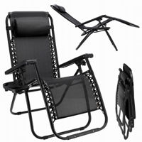 Mobilier pentru grădină Jumi OM-282025 Sezlong pliabil cu polita, Negru