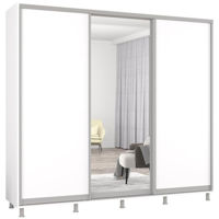 Шкаф Mobildor-Lux Aron uși glisante din oglindă și PAL (240x60x220H cm) Alb Brilliant