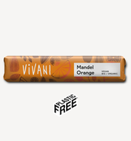 Ciocolată cu mendală și portocală și lapte de orez Vivani 40g