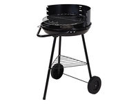 Gratar rotund cu picioare BBQ BBQ D40cm, H70cm, plasa, raft, 2 roti