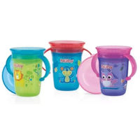 Поильник Nuby NV0414001Чашечка-непроливайка 360° с ручками и крышкой 240 мл. (6 м.+