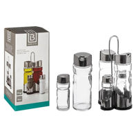 Контейнер для хранения пищи 5five 55759 Set pentru mirodenii, ulei, otet + suport, sticla/inox