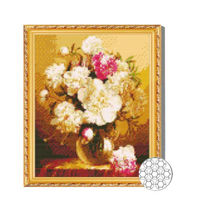 Картина по номерам Art Gallery GB77578 Mozaic cu diamante 30x40cm Buchet de bujori albi