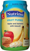 Пюре NUTRINO яблоко, банан и печенье  (6 мес), 190 г