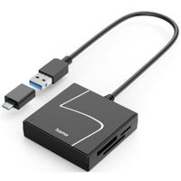 Кардридер Hama 200148 USB Card Reader, USB-A, with USB-C Adapter, USB 3.2 Gen1, SD/micro-SD/CF/MS