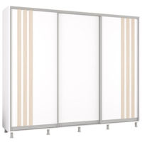 Dulap Mobildor-Lux Aron uși glisante din PAL cu lamele (260x60x200H cm) Alb Brilliant