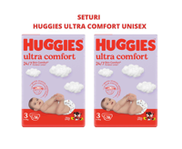 1 Set 2 pachete scutece Huggies Ultra Comfort Mega 3 Unisex  (4-9 kg), 78 buc