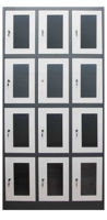 cumpără Dulap metalic pentru depozitare genți cu 12 uși cu sticla, alb-gri 900x400x1850 mm în Chișinău