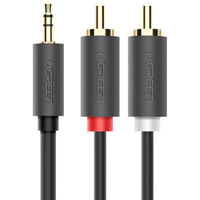 Adaptor pentru AV Ugreen 10511 Cable Audio/AUX 3.5mm Male to 2xRCA Male 1.5M | AV102, Gray