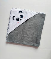 Prosop pentru baie cu gluga Grey Panda  80*80 cm Pampy