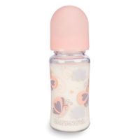 "Baby-Nova" Стеклянная бутылочка с широким горлышком, 230 мл., 0-24 мес, средний поток, 1 шт. (44240)