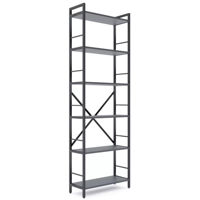 Офисный стеллаж Nex Home Raft metalic Loft 1800x600x240mm, 6 polite PAL, Anthracite/Anthracite